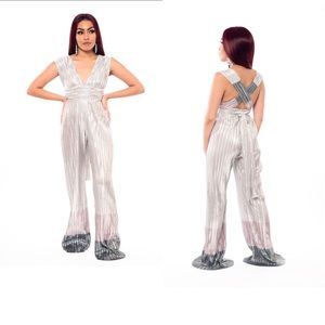 Metallic Gray Satin Jumper